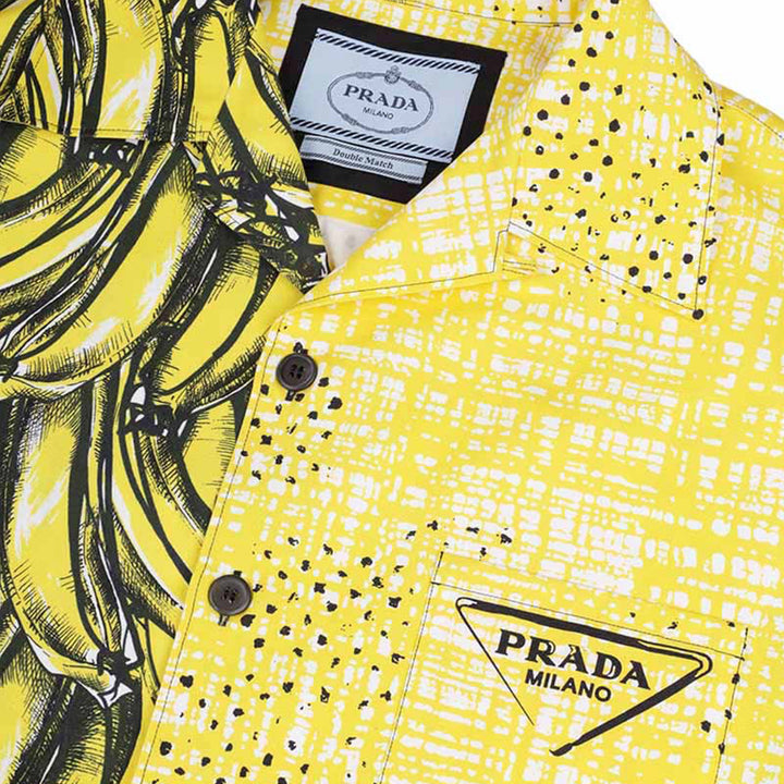 PRADA Triangle Logo Double Match Poplin Shirt in Yellow - Lovelo Room