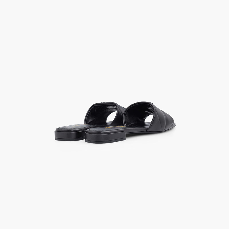 PRADA Women Logo Quilted Sandals in Black Nappa Leather - Lovelo Room