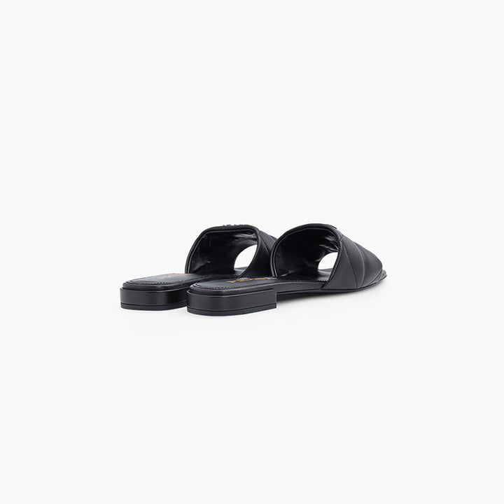 PRADA Women Logo Quilted Sandals in Black Nappa Leather - Lovelo Room