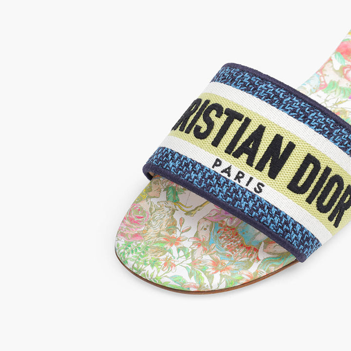 CHRISTIAN DIOR Dway D-Constellation Embroidered Mules in White Multicolor - Lovelo Room
