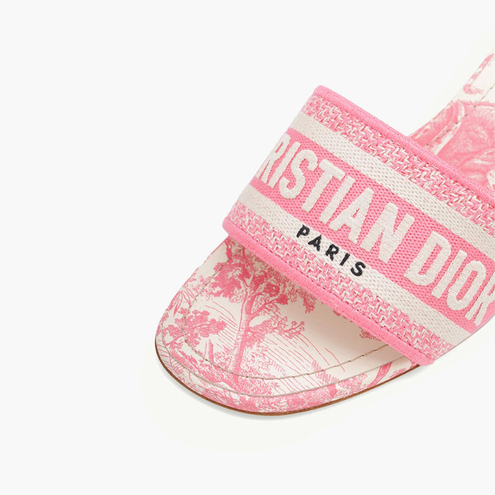 CHRISTIAN DIOR Dway Toile De Jouy Embroidered Mules 40mm in Peony Pink - Lovelo Room
