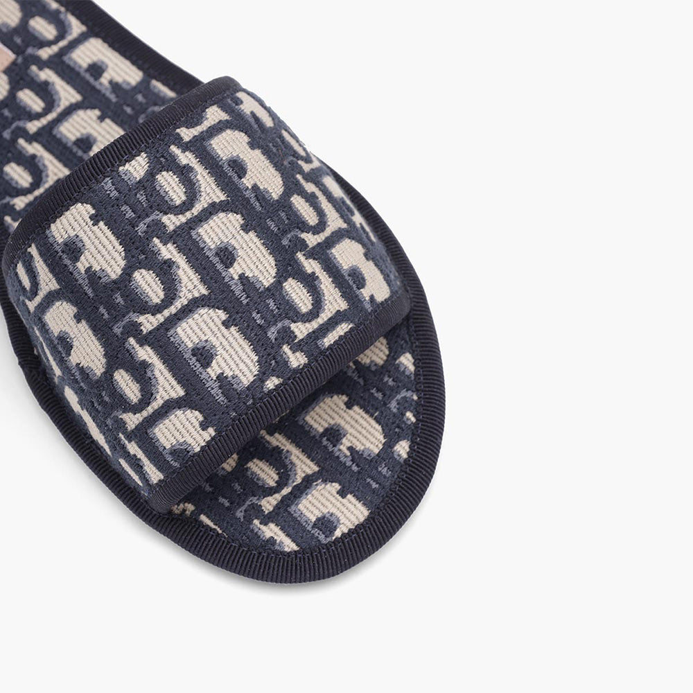CHRISTIAN DIOR Oblique Embroidered Chez Moi Slide in Deep Blue Multicolor - Lovelo Room