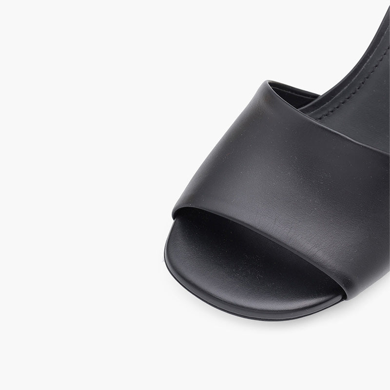 FENDI Woman First Open Toe Sandals 105mm in Black Leather with Diagonal FShaped Heels - Lovelo Room