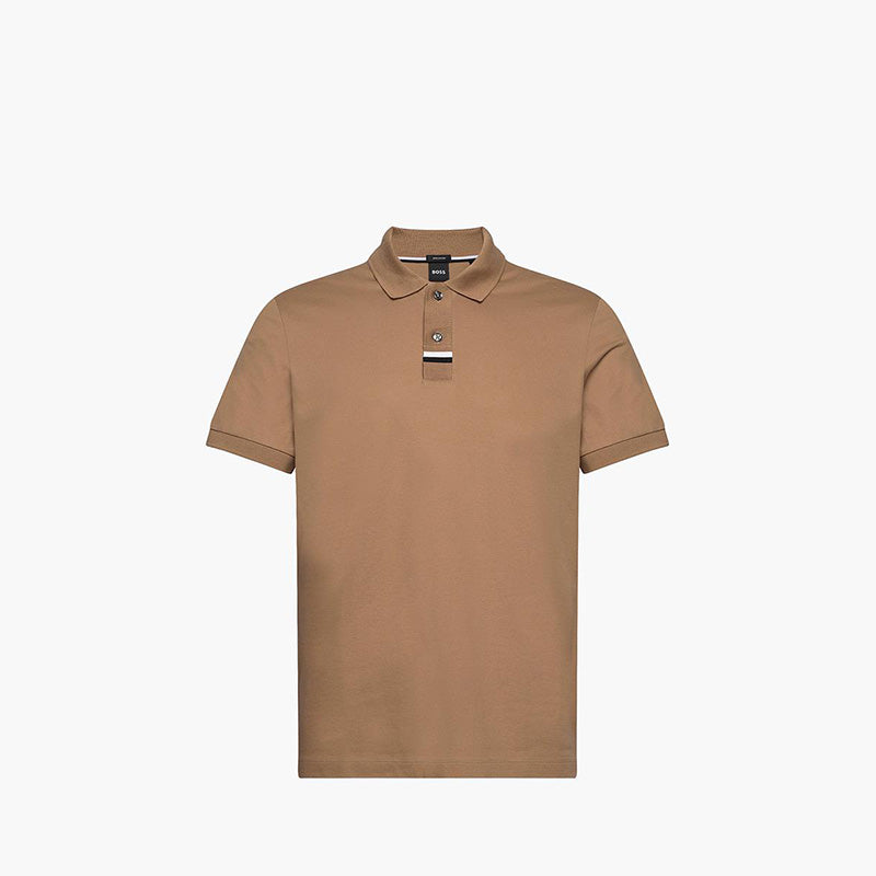 HUGO BOSS Men Parlay 424 Polo Shirt in Beige Mercerised-Cotton - Lovelo Room