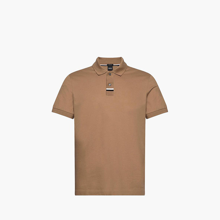 HUGO BOSS Men Parlay 424 Polo Shirt in Beige Mercerised-Cotton - Lovelo Room