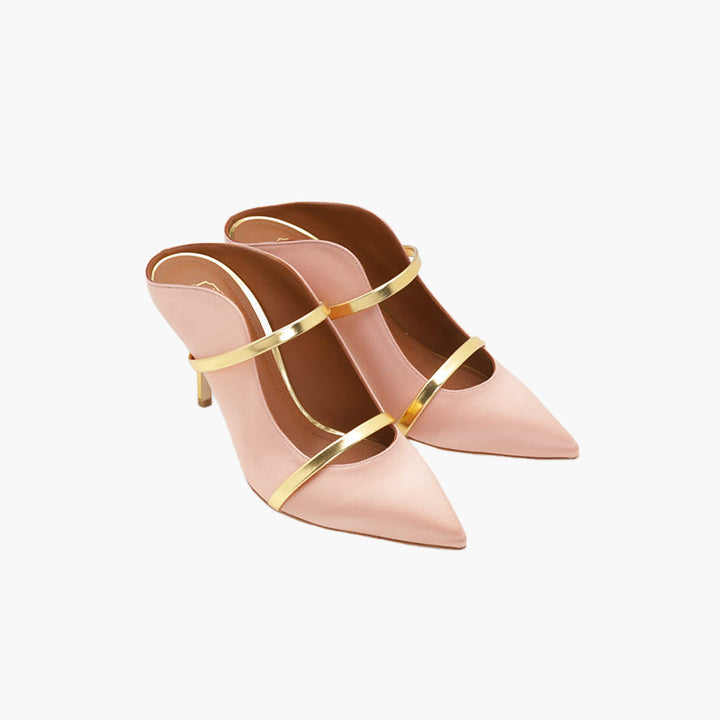 MALONE SOULIERS Maureen Pumps 70mm in Blush Satin OR Gold - Lovelo Room