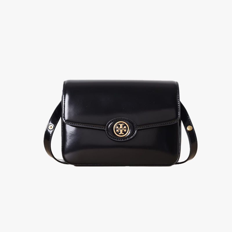 TORY BURCH Robinson Spazzolato Covertible Shoulder Bag in Black - Lovelo Room