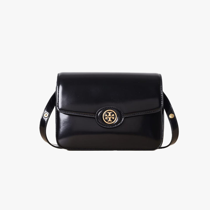 TORY BURCH Robinson Spazzolato Covertible Shoulder Bag in Black - Lovelo Room