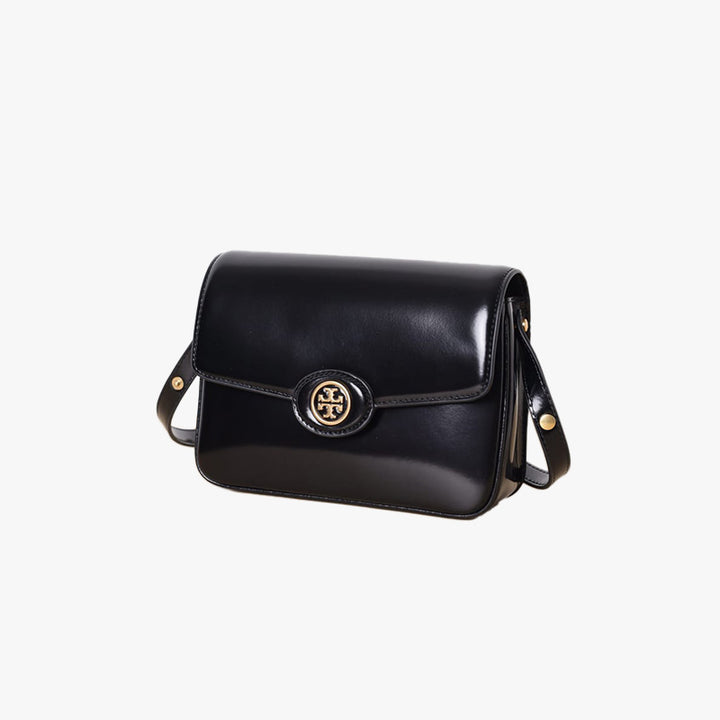 TORY BURCH Robinson Spazzolato Covertible Shoulder Bag in Black - Lovelo Room