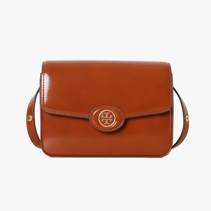 TORY BURCH Robinson Spazzolato Covertible Shoulder Bag in Dark Sienna - Lovelo Room
