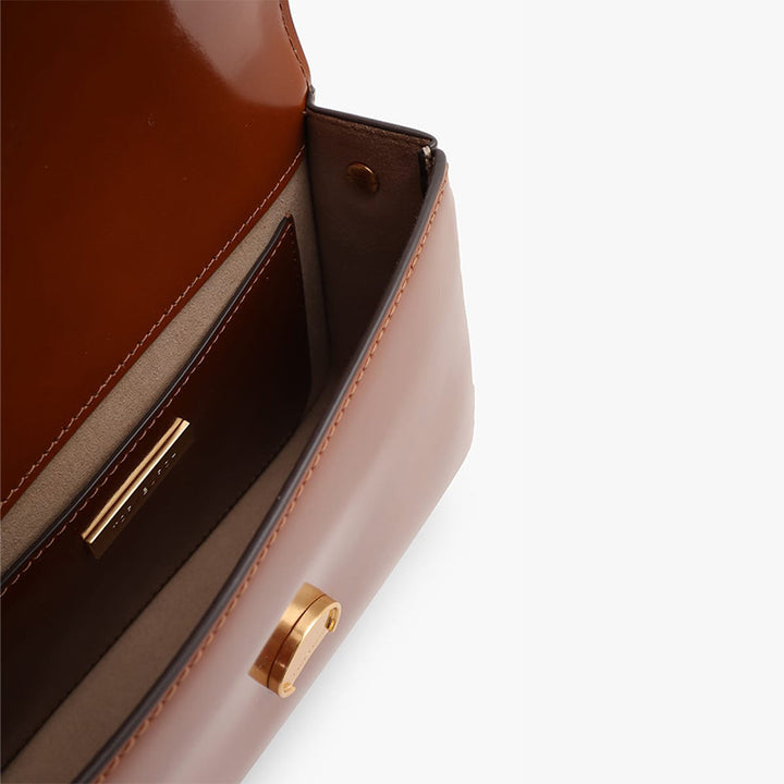 TORY BURCH Robinson Spazzolato Covertible Shoulder Bag in Dark Sienna - Lovelo Room